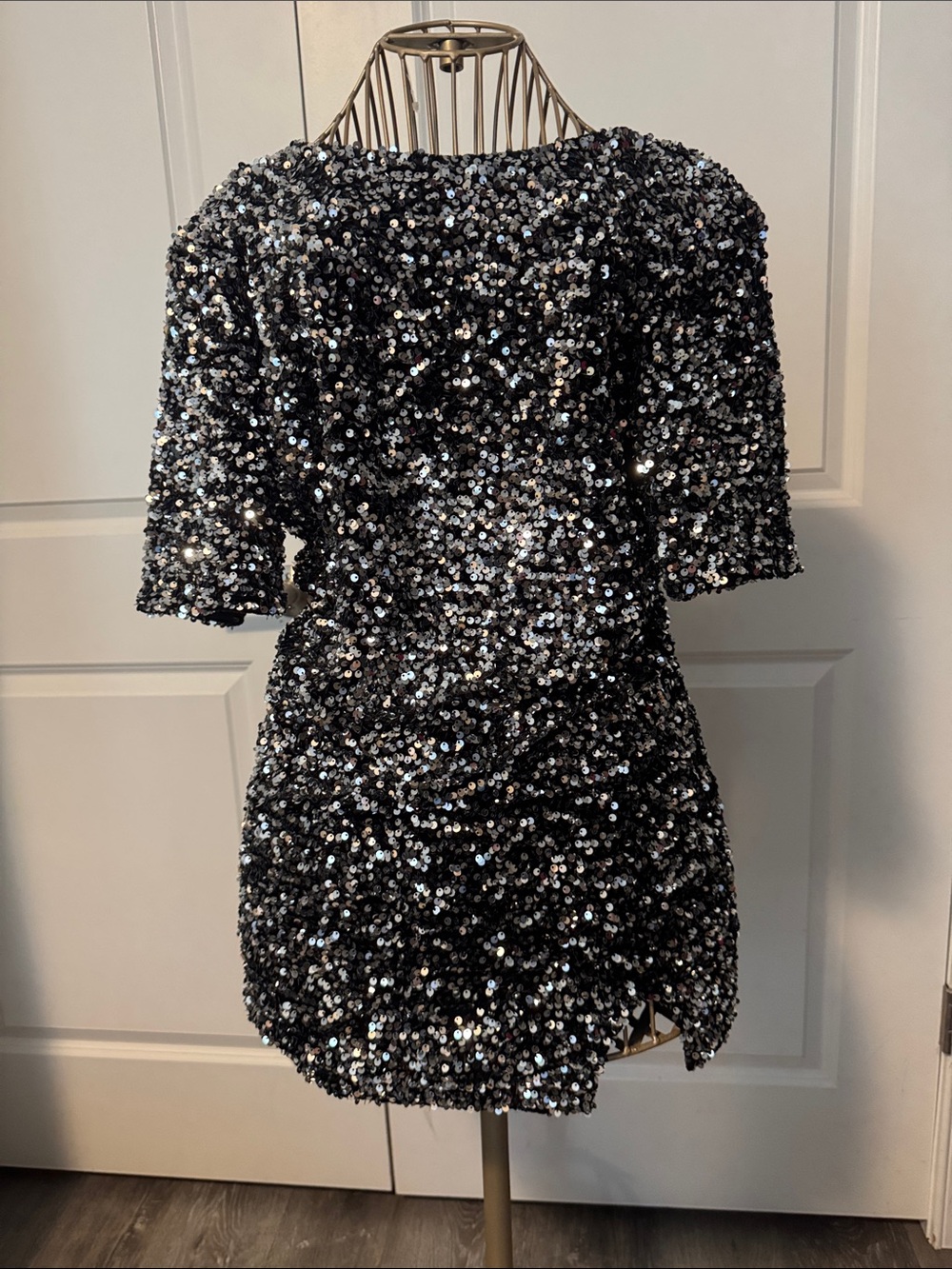 Black & Silver Sequin Short Party Dress
